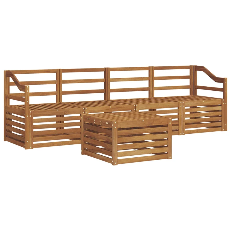 Outdoor Sofa Set 5 pcs Natural Solid Acacia Wood