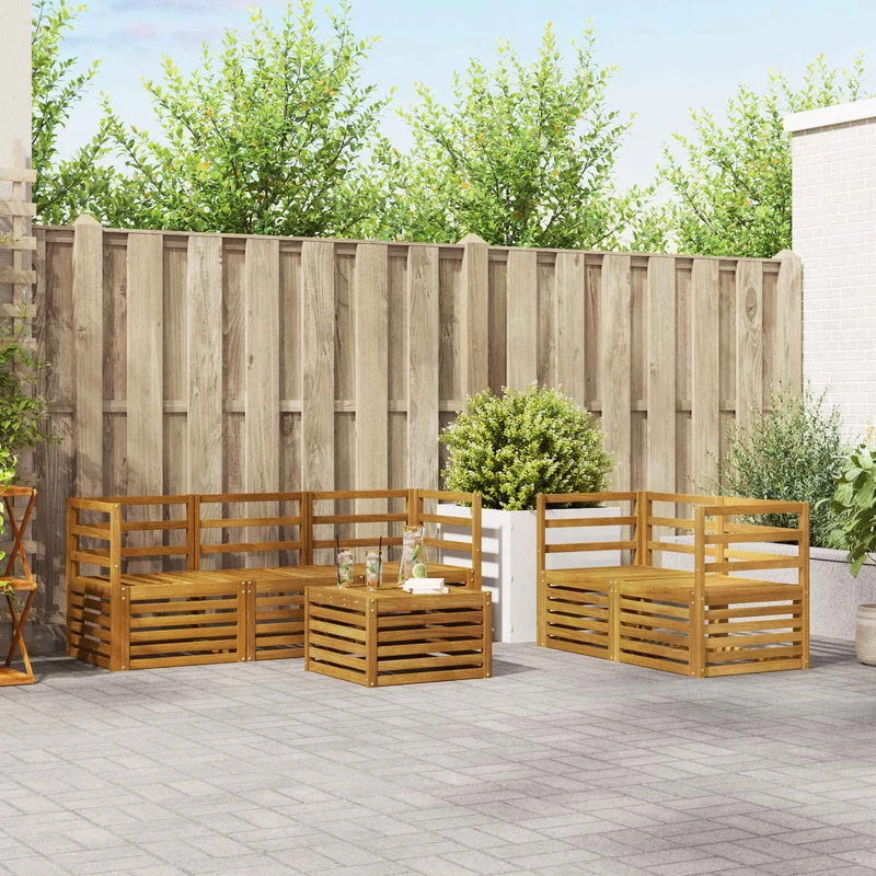 Outdoor Sofa Set 6 pcs Natural Solid Acacia Wood