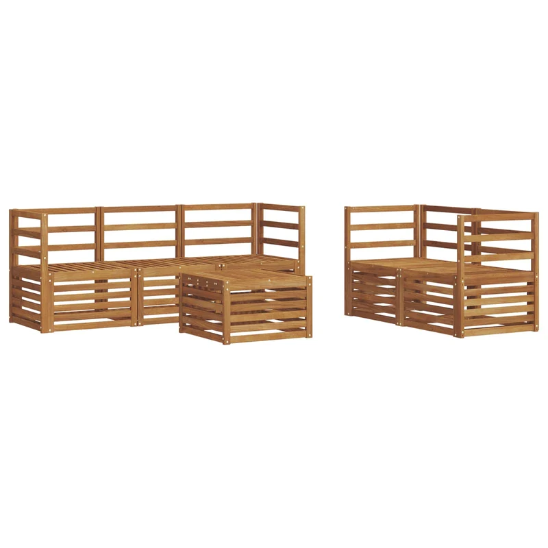 Outdoor Sofa Set 6 pcs Natural Solid Acacia Wood
