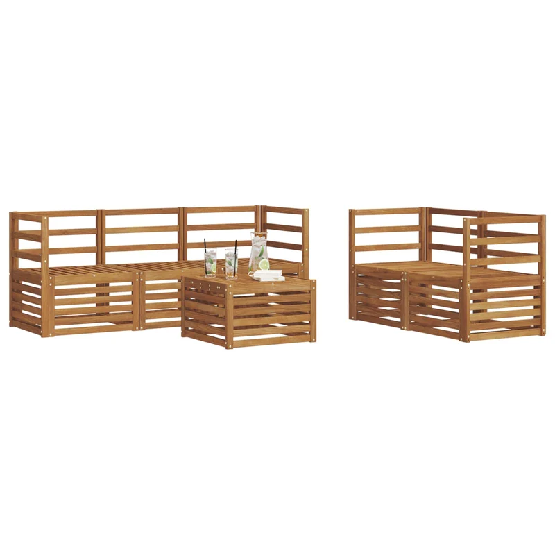 Outdoor Sofa Set 6 pcs Natural Solid Acacia Wood