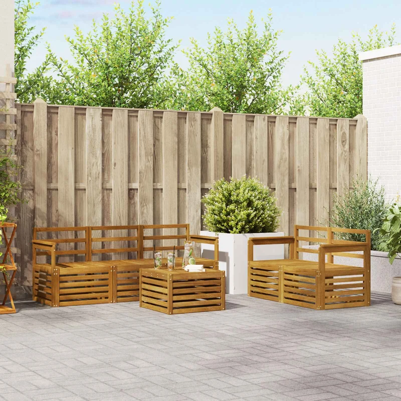 Outdoor Sofa Set 6 pcs Natural Solid Acacia Wood