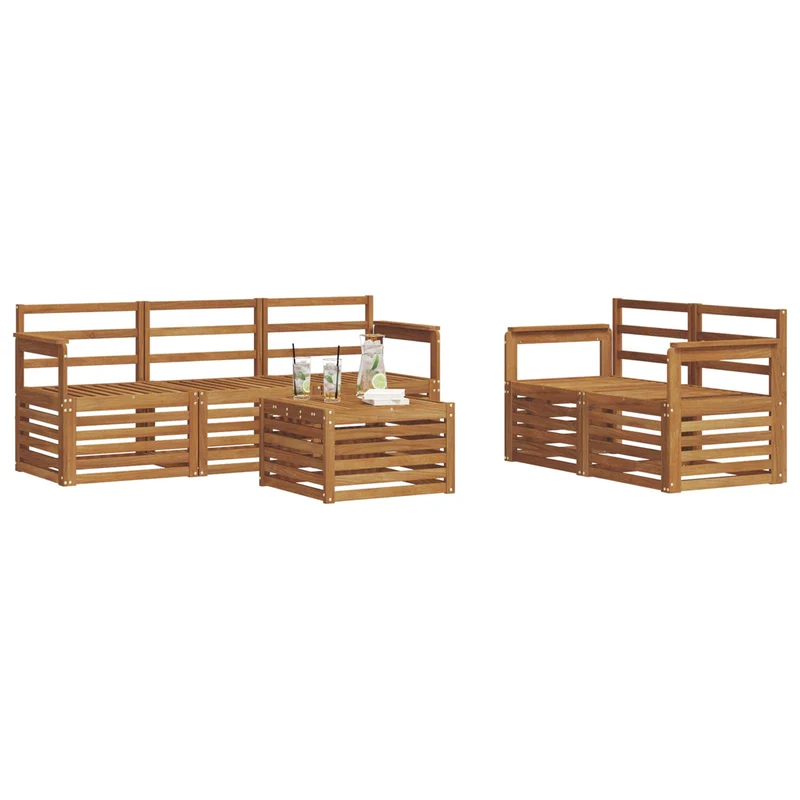 Outdoor Sofa Set 6 pcs Natural Solid Acacia Wood