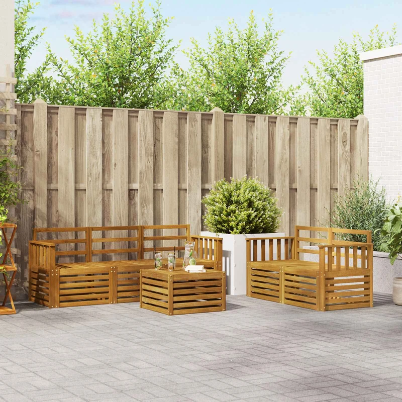 Outdoor Sofa Set 6 pcs Natural Solid Acacia Wood