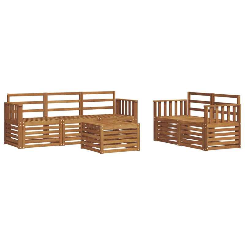 Outdoor Sofa Set 6 pcs Natural Solid Acacia Wood