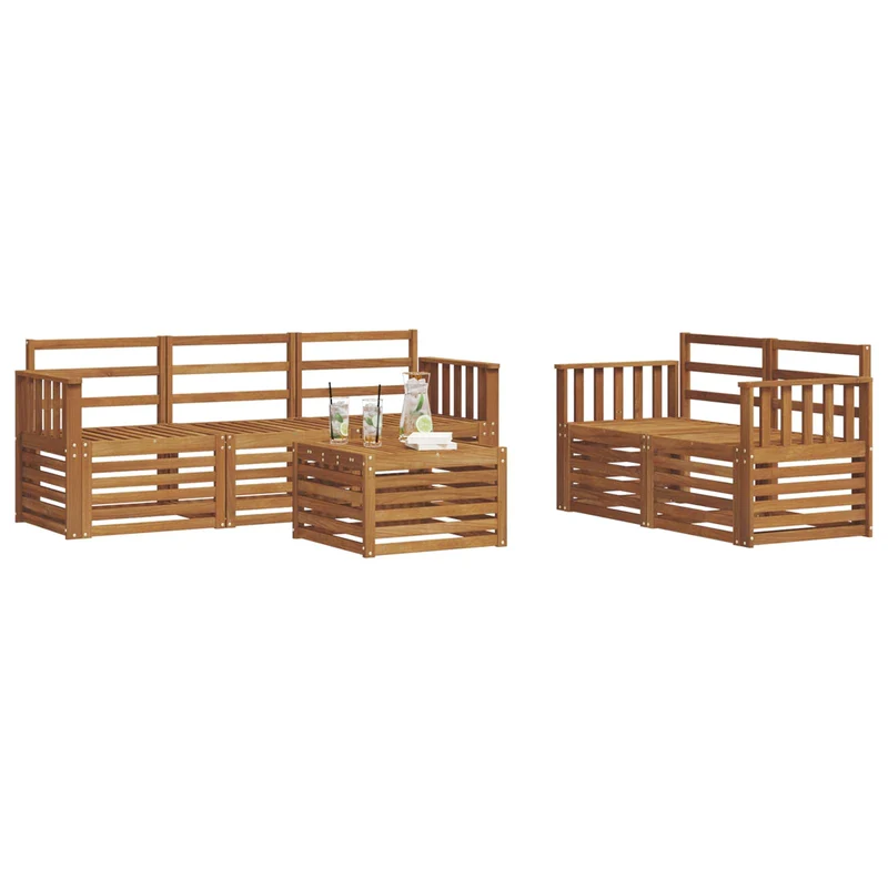Outdoor Sofa Set 6 pcs Natural Solid Acacia Wood