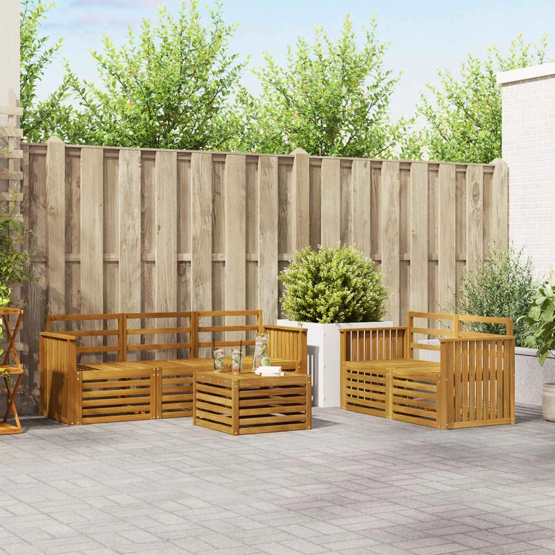 Outdoor Sofa Set 6 pcs Natural Solid Acacia Wood