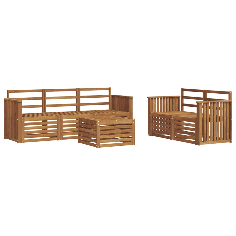 Outdoor Sofa Set 6 pcs Natural Solid Acacia Wood