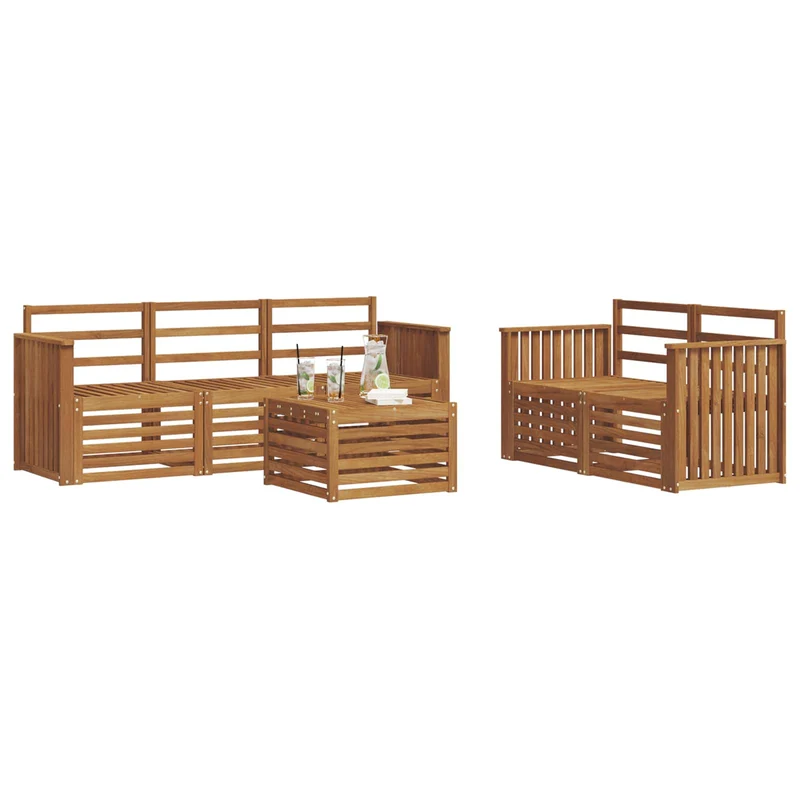 Outdoor Sofa Set 6 pcs Natural Solid Acacia Wood