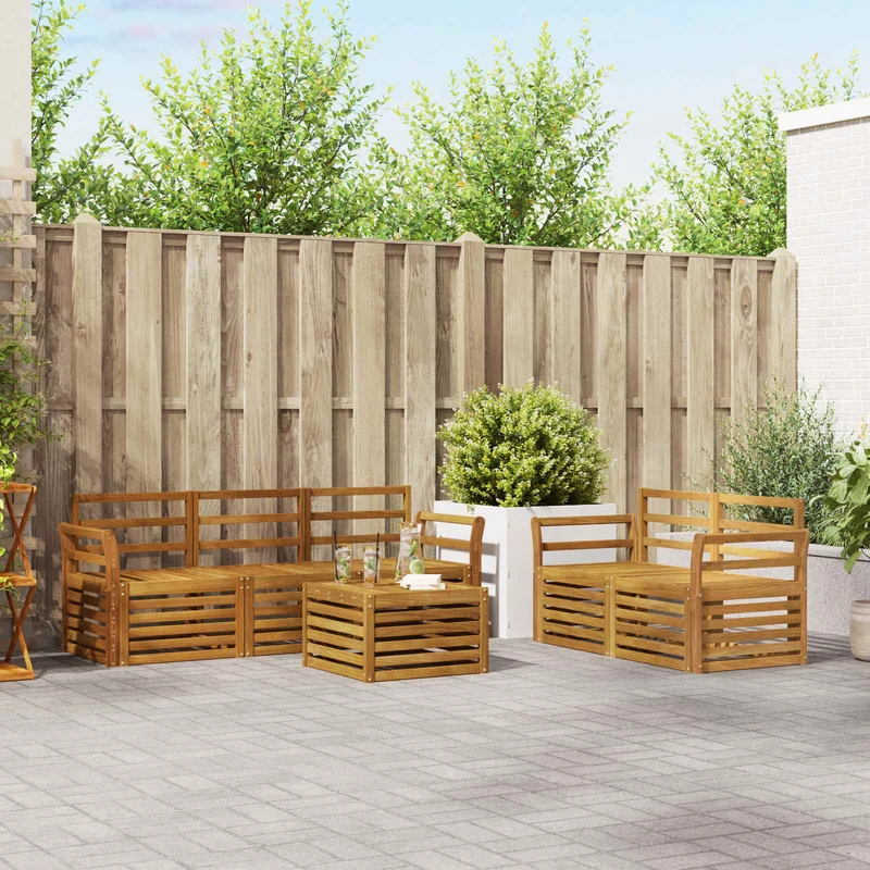 Outdoor Sofa Set 6 pcs Natural Solid Acacia Wood