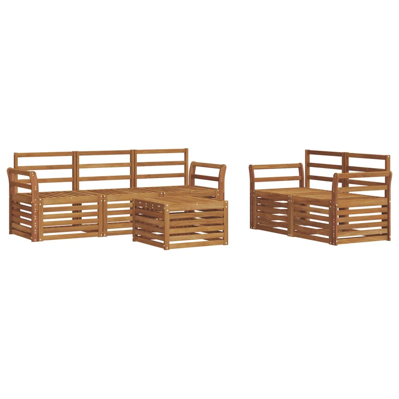 Outdoor Sofa Set 6 pcs Natural Solid Acacia Wood