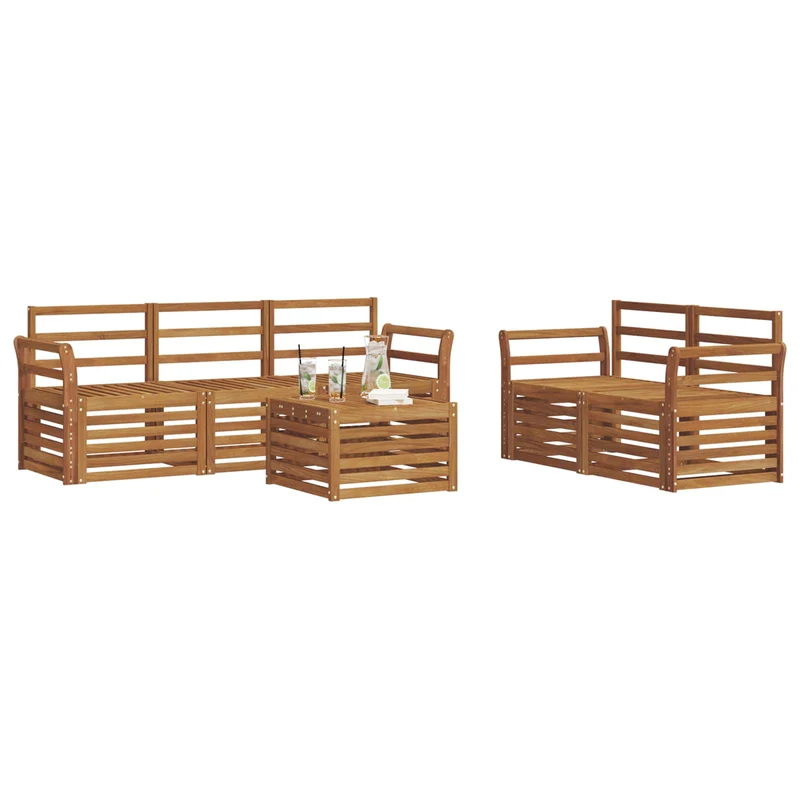 Outdoor Sofa Set 6 pcs Natural Solid Acacia Wood