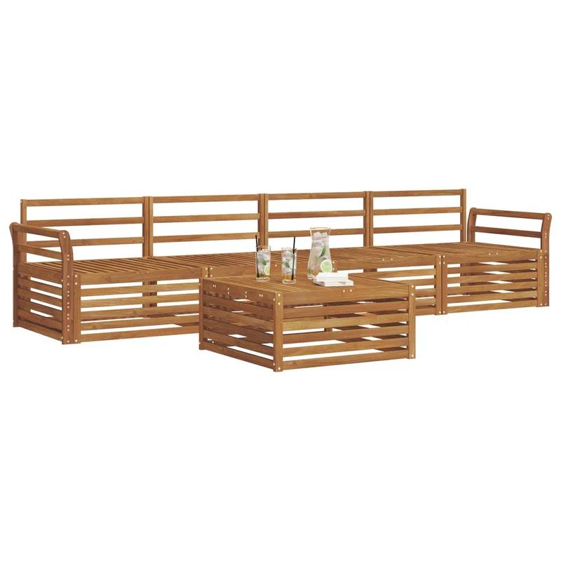 Outdoor Sofa Set 5 pcs Natural Solid Acacia Wood