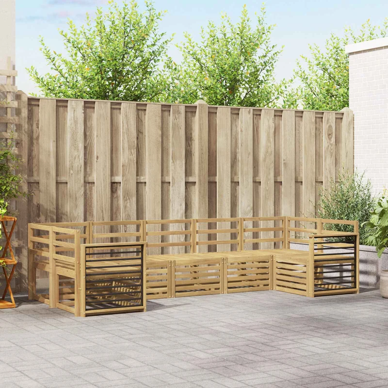 Outdoor Sofa Set 7 pcs White Solid Acacia Wood