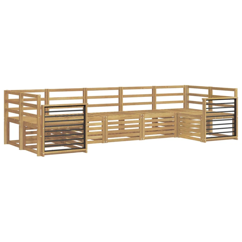 Outdoor Sofa Set 7 pcs White Solid Acacia Wood
