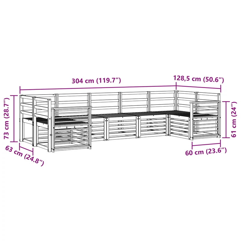 Outdoor Sofa Set 7 pcs White Solid Acacia Wood