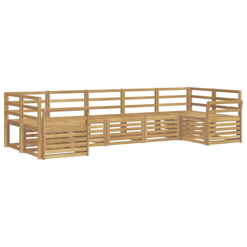 Outdoor Sofa Set 7 pcs White Solid Acacia Wood