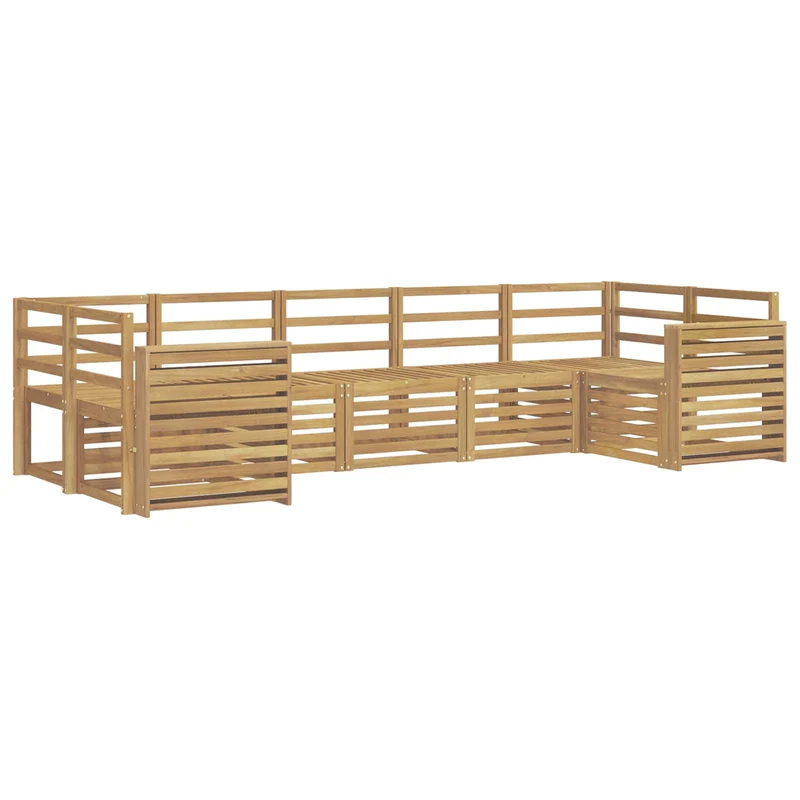 Outdoor Sofa Set 7 pcs White Solid Acacia Wood
