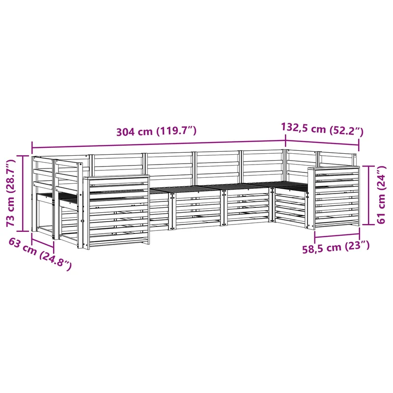 Outdoor Sofa Set 7 pcs White Solid Acacia Wood
