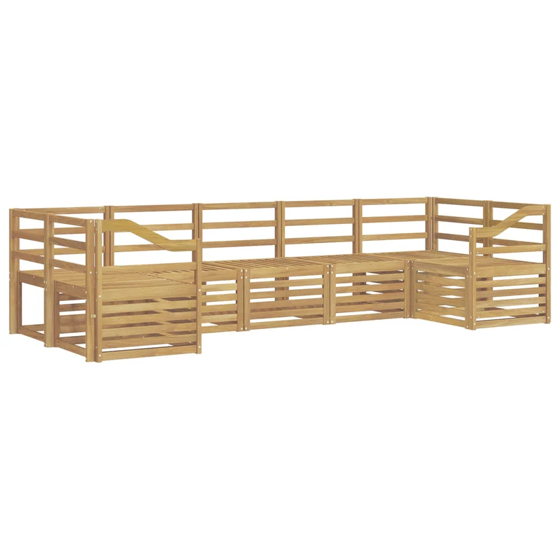Outdoor Sofa Set 7 pcs White Solid Acacia Wood