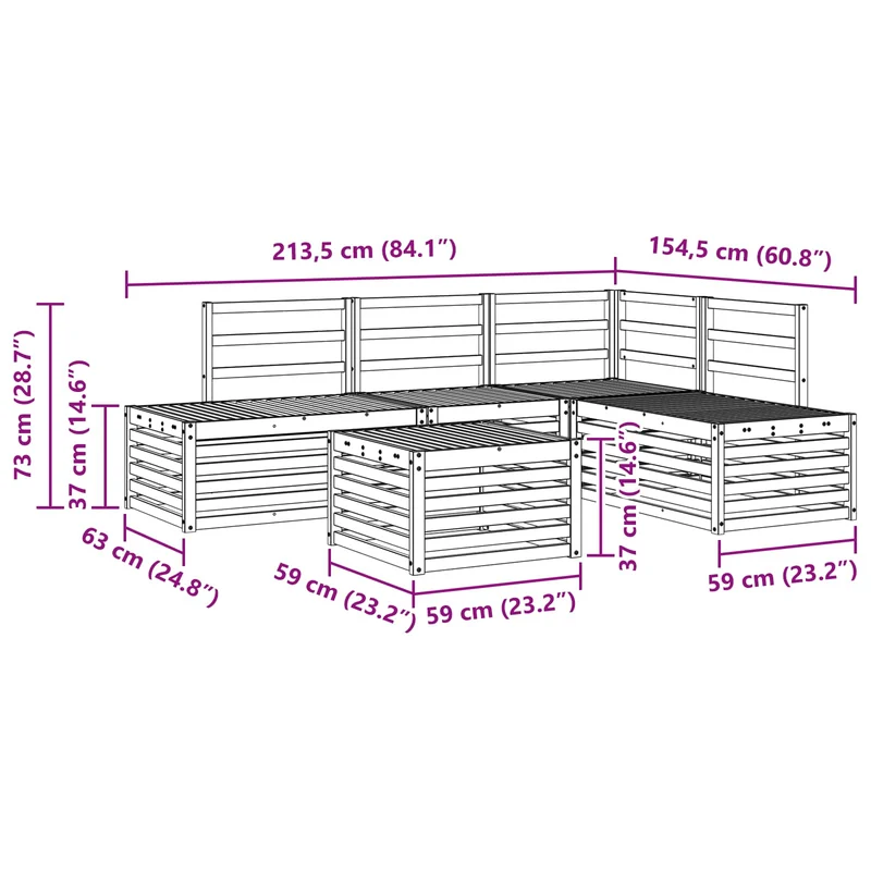 Outdoor Sofa Set 5 Piece White