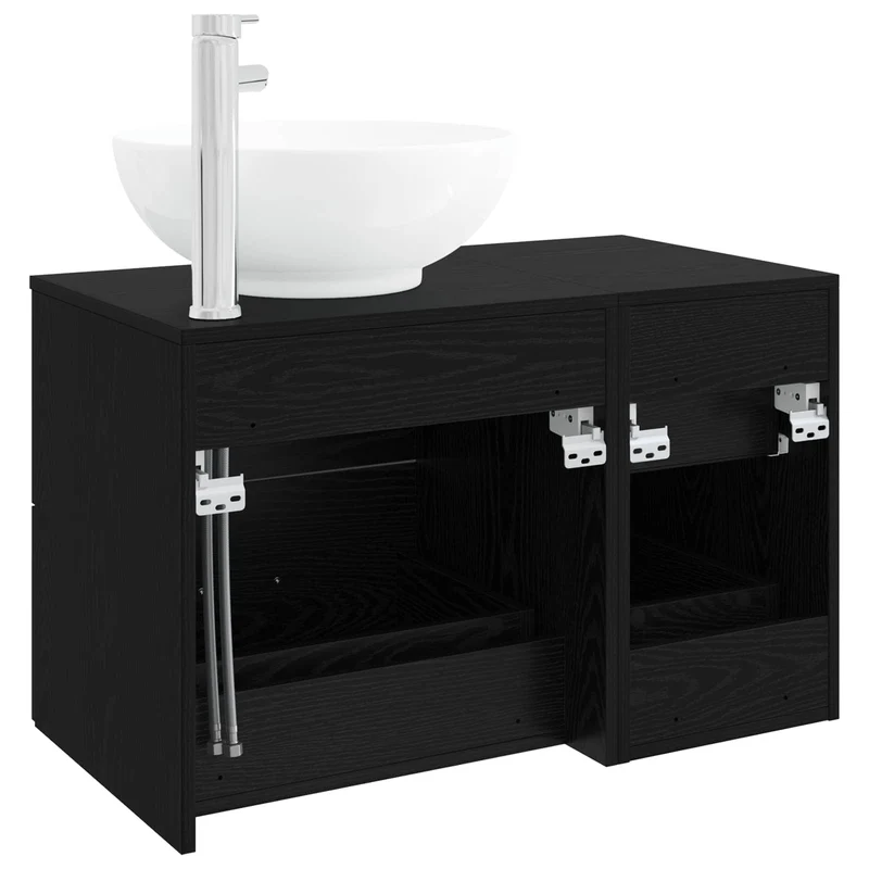 Bathroom Furniture Set 2 pcs Black Oak Engineered Wood