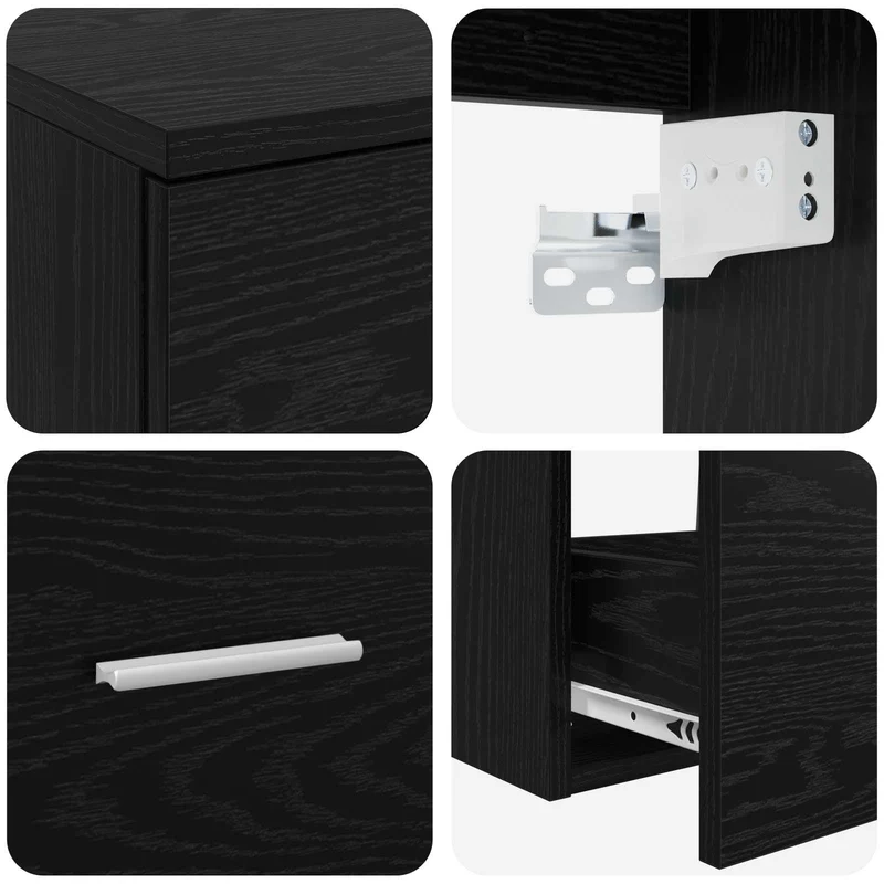 Bathroom Furniture Set 2 pcs Black Oak Engineered Wood