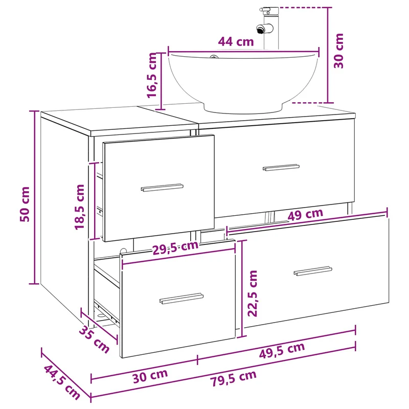 Bathroom Furniture Set 2 pcs Sonoma Oak Engineered Wood