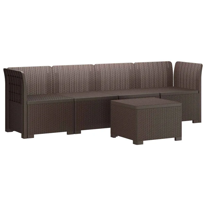 4-Seater Garden Sofa Rattan Look PP Brown