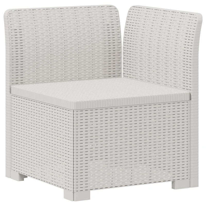 4-Seater Garden Sofa Rattan Look PP White