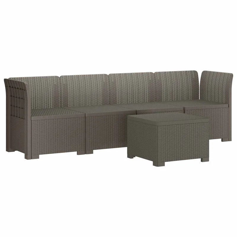4-Seater Garden Sofa Rattan Look PP Light Grey