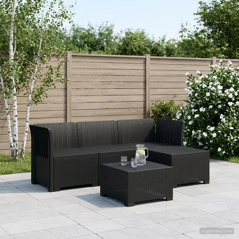 4-Seater Garden Sofa Rattan Look PP Anthracite