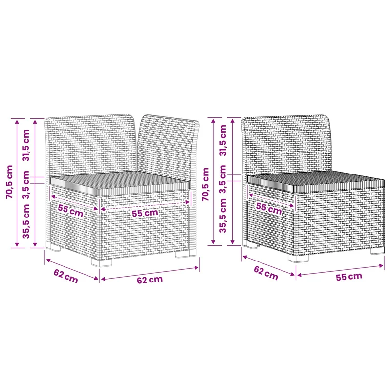 4-Seater Garden Sofa Rattan Look PP Anthracite