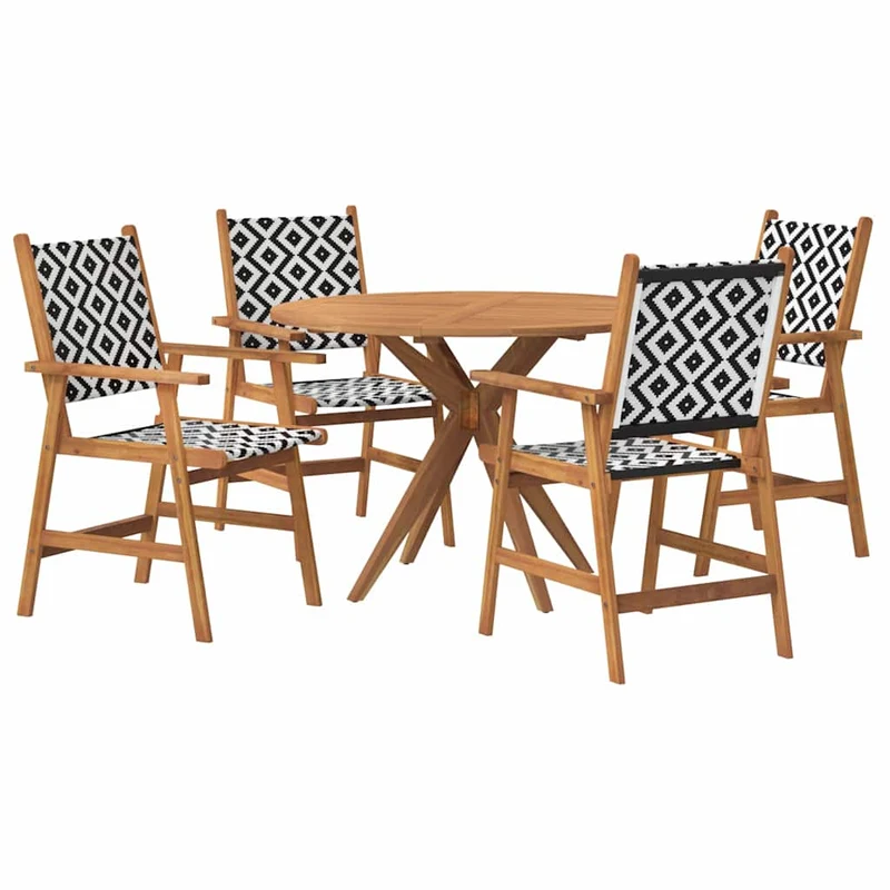 5 Piece Garden Dining Set Solid Wood Acacia