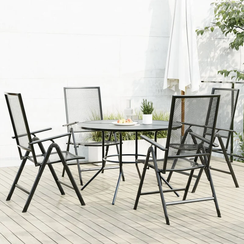 Reclining Garden Chair Set 5 pcs Anthracite Powder-coated Steel