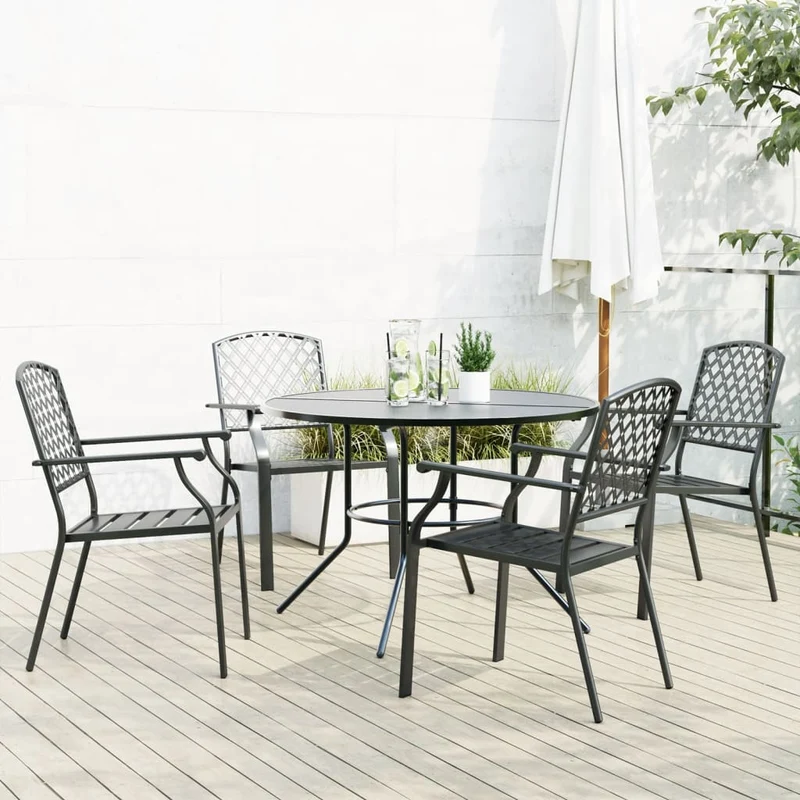 Stackable Garden Chair Set 5 pcs Anthracite Powder-coated Steel