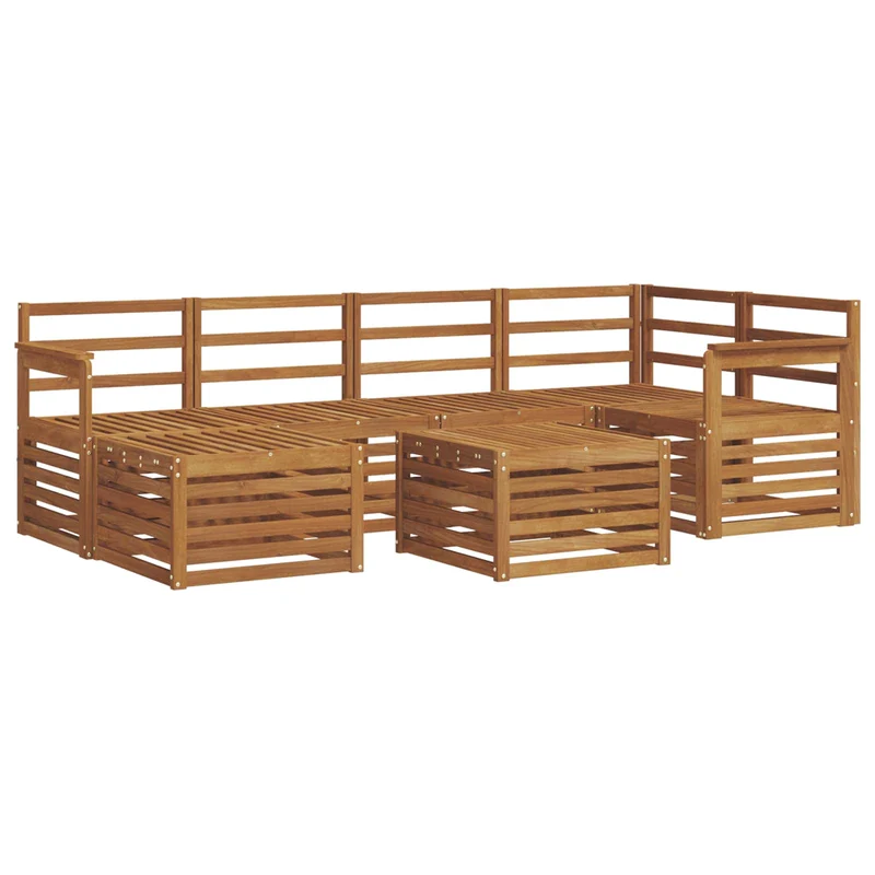 Outdoor Sofa Set 7 pcs Natural Polyester