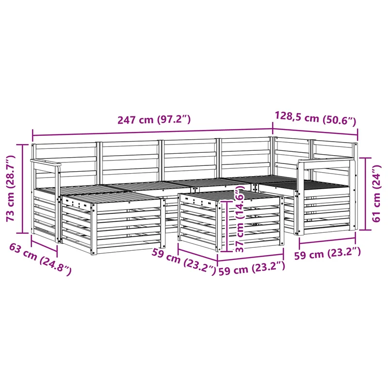 Outdoor Sofa Set 7 pcs Natural Polyester