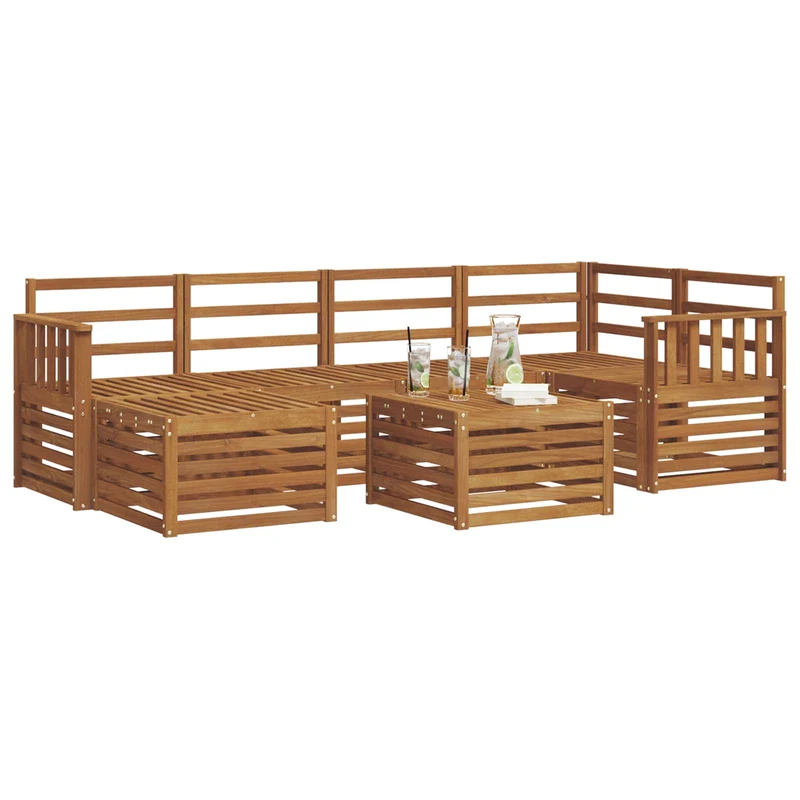 Outdoor Sofa Set 7 pcs Natural Polyester