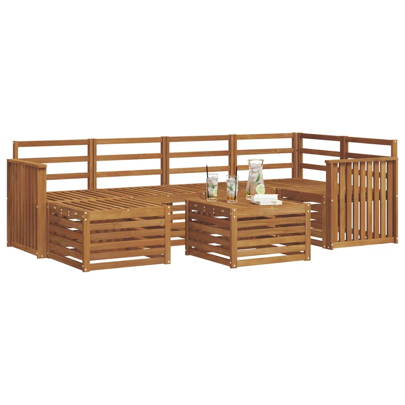Outdoor Sofa Set 7 pcs Natural Polyester