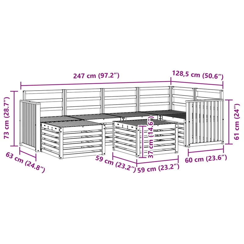 Outdoor Sofa Set 7 pcs Natural Polyester