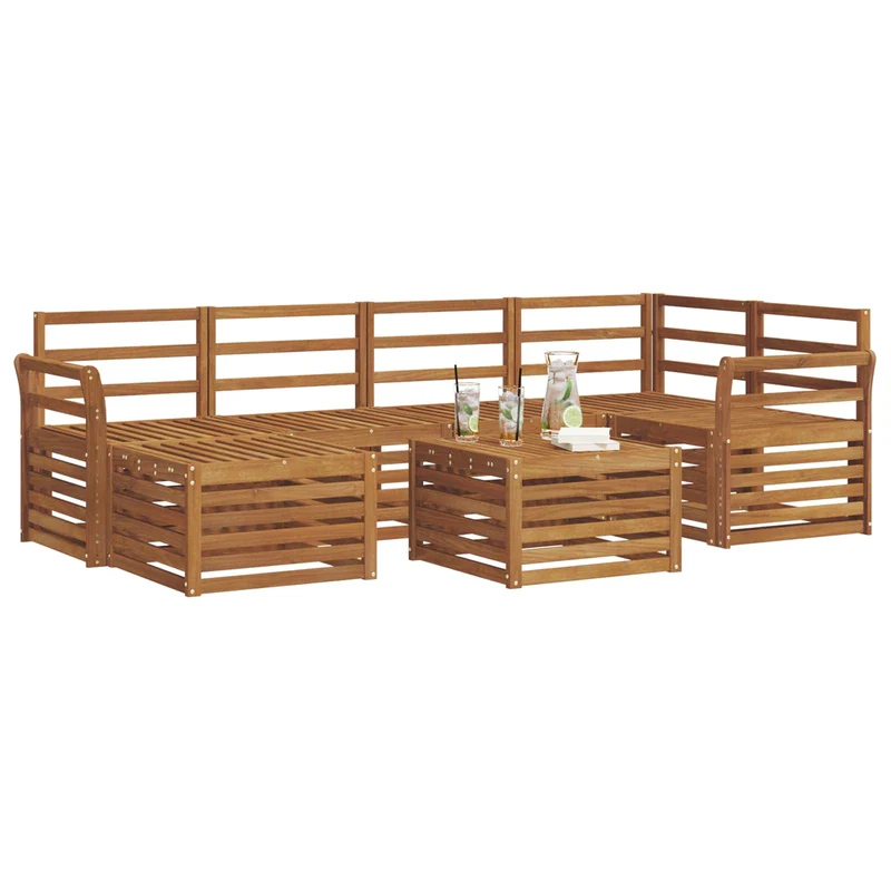 Outdoor Sofa Set 7 pcs Natural Polyester