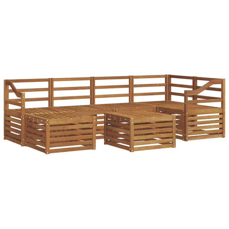 Outdoor Sofa Set 7 pcs Natural Polyester
