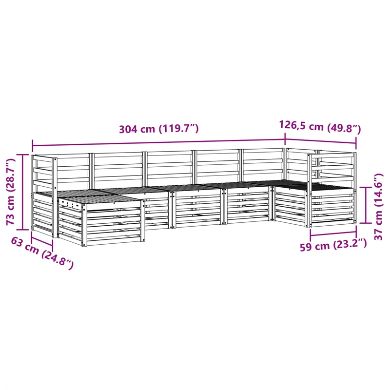 Outdoor Sofa Set 7 pcs Natural