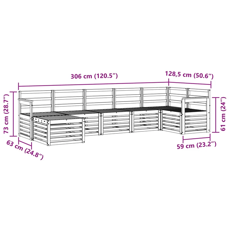 Outdoor Sofa Set 7 pcs Natural