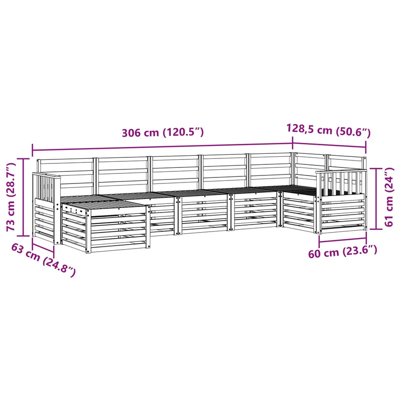 Outdoor Sofa Set 7 pcs Natural