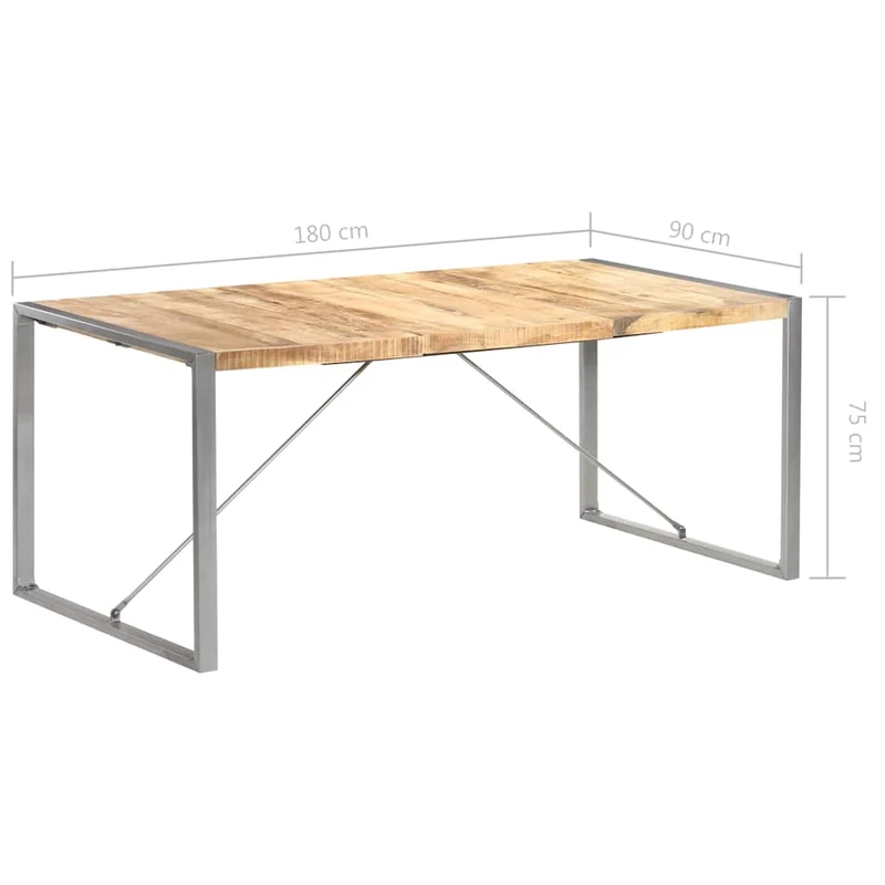 321564 vidaXL Dining Table 180x90x75 cm Solid Rough Mango Wood