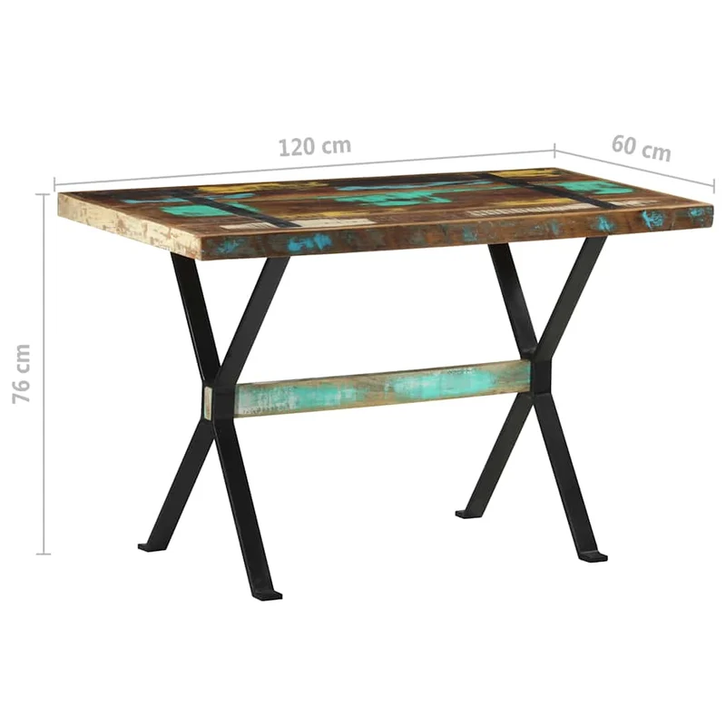 321605 vidaXL Dining Table 120x60x76 cm Solid Reclaimed Wood
