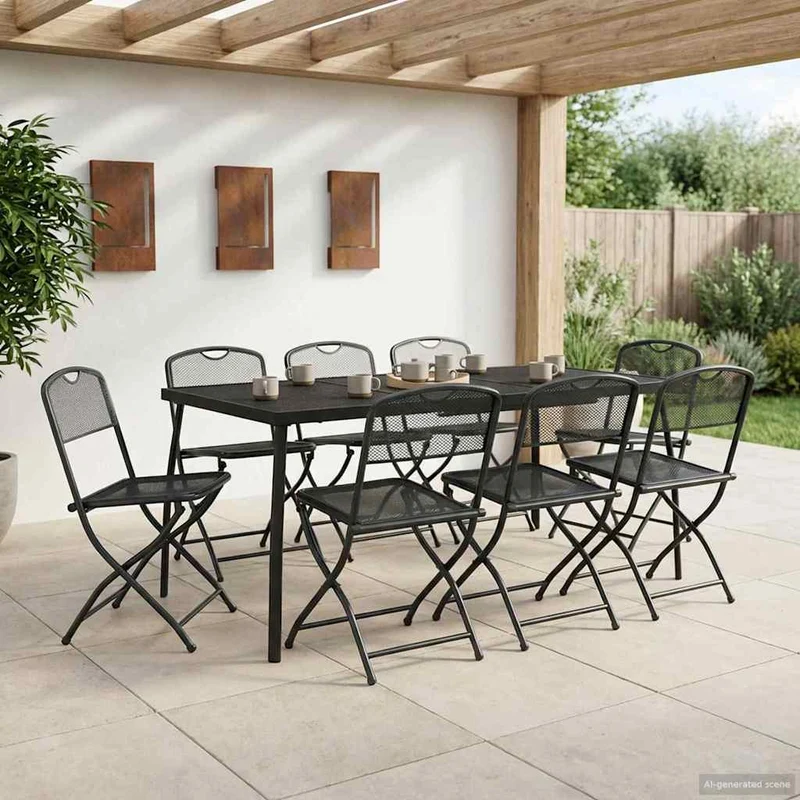 Outdoor Furniture Set 7 pcs Anthracite Iron and Steel