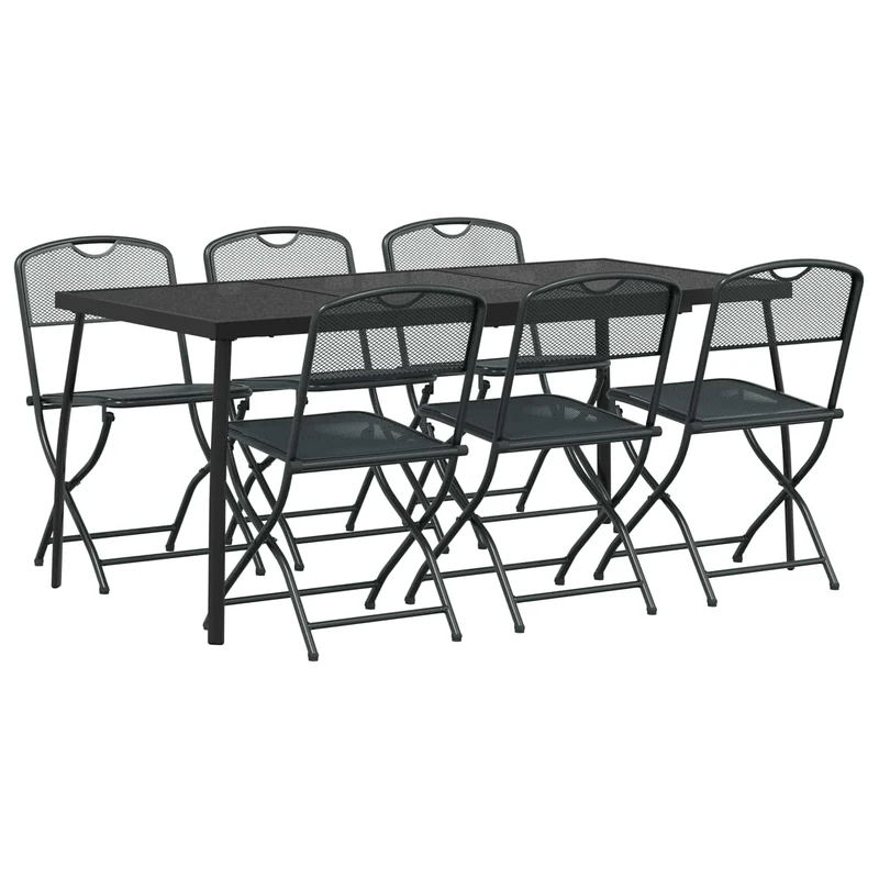 Outdoor Furniture Set 7 pcs Anthracite Iron and Steel