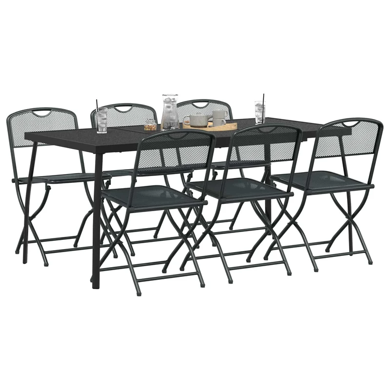 Outdoor Furniture Set 7 pcs Anthracite Iron and Steel